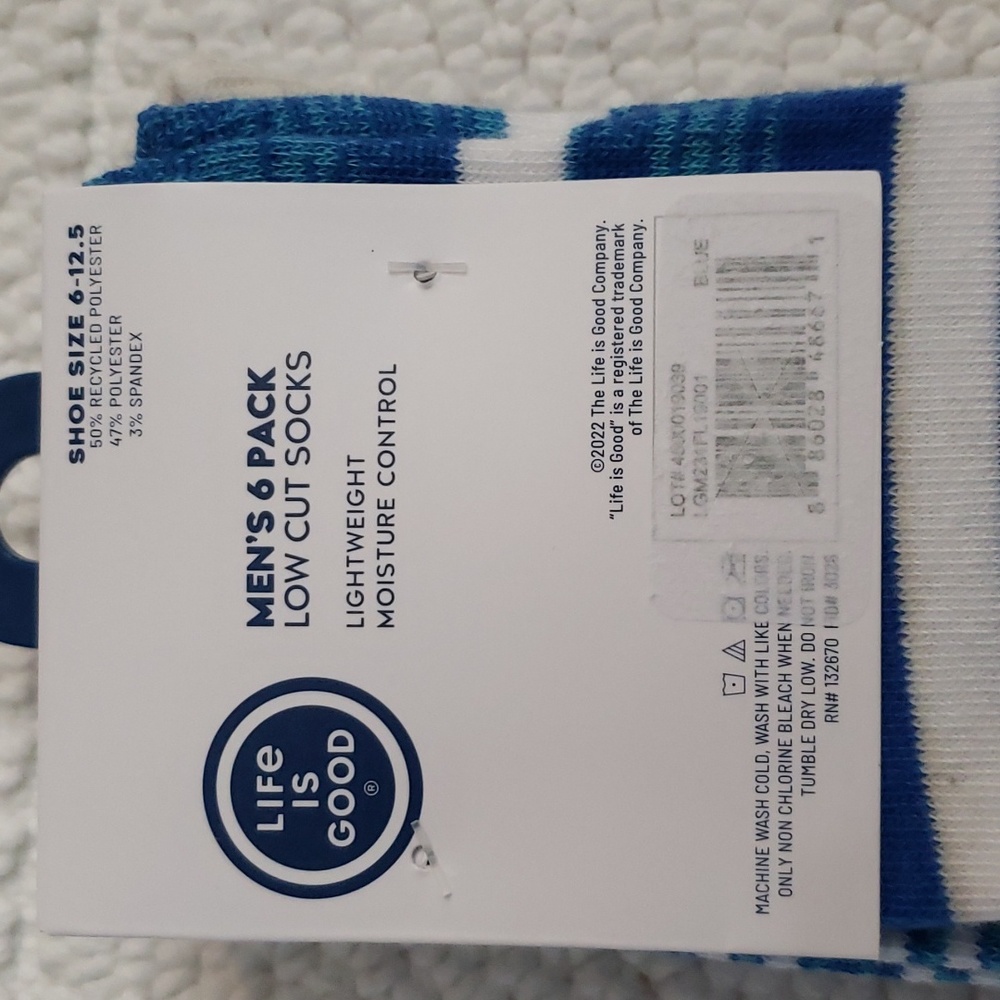 LIFE IS GOOD MENS LOW CUT SOCKS (6 pack) - Picture 3 of 4